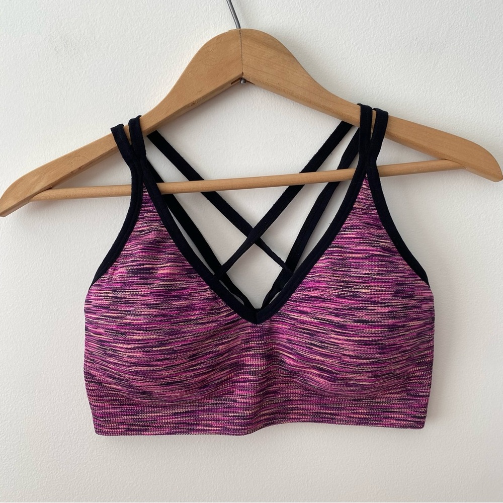 3/$30💚Reitmans Hyba Multi-Strap Low-Impact Sports Bra in pink black size medium